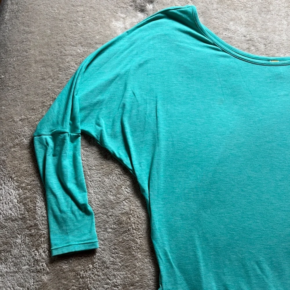 Women's Turquoise Batwing Workout Yoga Top Blouse L/S Loose Fit Athletic - Picture 4 of 12